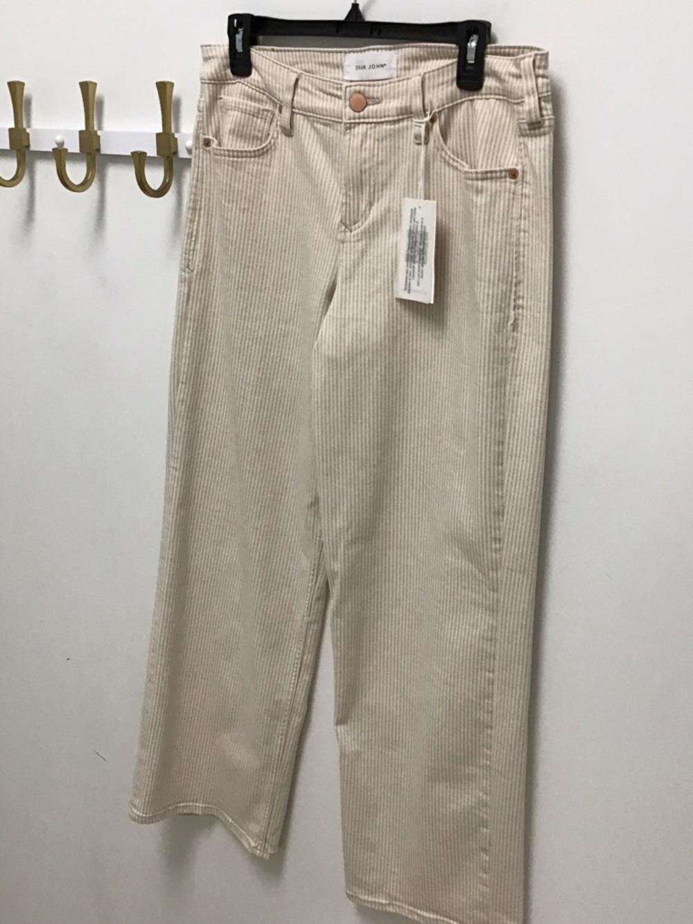 Dear John Wide-Leg taylor strip Pants in Cream